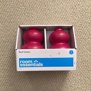 NEW Target Room Essentials Dark Pink Red Bud Vases Home Decor Curved 6” Tall NIB